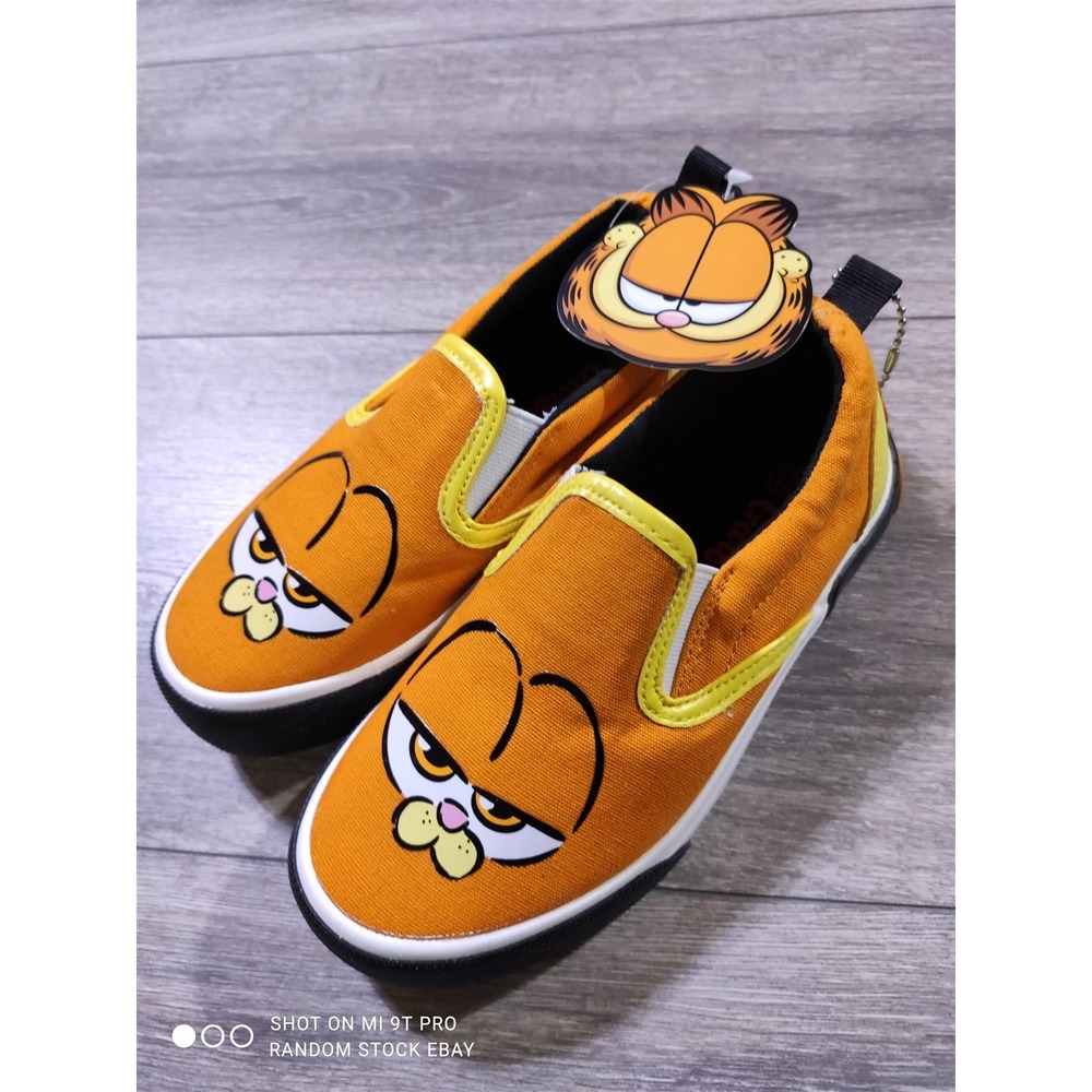 Ground Up Garfield Slip On Kids Size 12 Orange Cat Movie Sneakers Boys